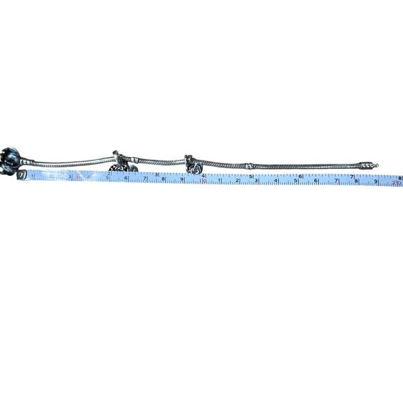 Pandora 925 Sterling Silver Bracelet with Rose Charm & Family Heart Dangle - Picture 10 of 12